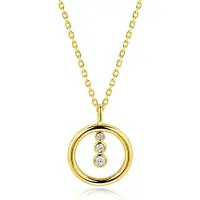 Zinzi gold plated zilveren ketting 45cm met ronde hanger en drie fonkelende witte zirkonia's ZIC2820Y