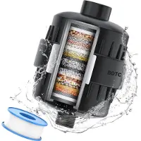BOTC Premium Universele Douchefilter - Model: R012 - 20 Stage Shower Filter - Waterfilter Voor Douchekop - Anti Kalk Waterfilter - 1 stuk - Zwart
