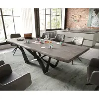DELIFE Eettafel Edge 260x100 XL acacia platina Spider staal zwart Live-Edge
