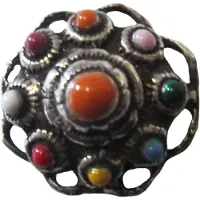 Zeeuws Meisje - zeeuwse knoop verzilverd oogjesrand multi colour emaille
