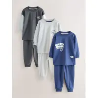 Next - Jongens - Set van 3 pyjama's met ruimvallende pasvorm - Blauw