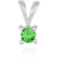 Cavill - Zilveren Hanger 925 Sterling Zilver - 0,26 ct Ronde Tsavoriet Groen - V-vormige Zetting - Edelstenen Sieraden
