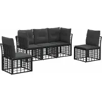 vidaXL Buiten bank set Zwart Polyester