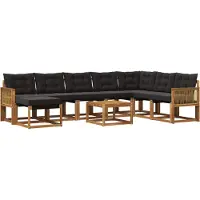 vidaXL Buiten bank set 9 st Naturel en Zwart