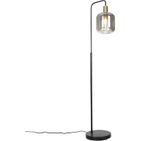 QAZQA Design vloerlamp zwart met goud en smoke glas - Zuzanna
