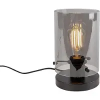 QAZQA Design tafellamp zwart met smoke glas - Dome