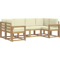 vidaXL Buiten bank set 6 st Wit en crèmekleurig