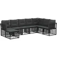 vidaXL Buiten bank set Zwart Polyester
