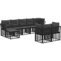 vidaXL Buiten bank set Zwart en Donker Grijs Polyester