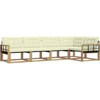 vidaXL Buiten bank set 5 st Wit en crèmekleurig