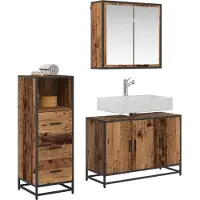 vidaXL Badkamermeubel Set 3 st Oud Hout Bewerkt hout
