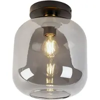 QAZQA Design plafondlamp zwart met goud met smoke glas - Zuzanna