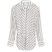 Comma Blouse donkerbruin / wit
