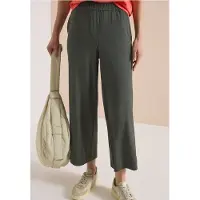 Cecil Dames 7/8 High Waist broek met wijde pijpen in Loose Fit - Groen - XS