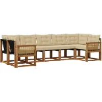 vidaXL Buiten bank set 7 st Natuurlijk en Beige