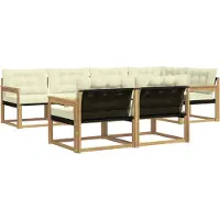 vidaXL Buiten bank set 7 st Wit en crèmekleurig
