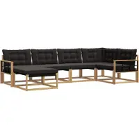 vidaXL Buiten bank set 6 st Wit en zwart Massief Acacia Hout