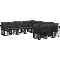 vidaXL Buiten bank set Zwart en Donker Grijs Polyester