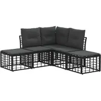 vidaXL Buiten bank set Zwart Polyester