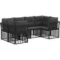 vidaXL Buiten bank set 6 st Zwart Polyester