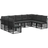 vidaXL Buiten bank set Zwart Polyester