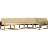 vidaXL Buiten bank set 5 st Wit en Beige