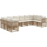 vidaXL Buiten bank set Natuurlijk en Crème Wit Polyester