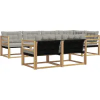 vidaXL Buiten bank set 7 st Wit en Lichtgrijs