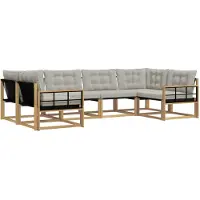 vidaXL Buiten bank set 6 st Wit en Lichtgrijs