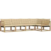 vidaXL Buiten bank set 5 st Wit en Beige