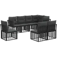 vidaXL Buiten bank set Zwart Polyester
