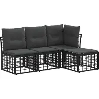 vidaXL Buiten bank set Zwart Polyester