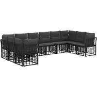 vidaXL Buiten bank set Zwart en Donker Grijs Polyester