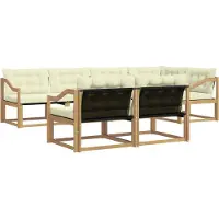 vidaXL Buiten bank set 7 st Wit en crèmekleurig