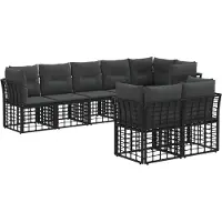 vidaXL Buiten bank set Zwart Polyester