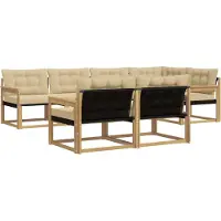 vidaXL Buiten bank set 7 st Wit en Beige