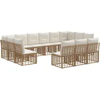 vidaXL Buiten bank set Natuurlijk en Crème Wit Polyester