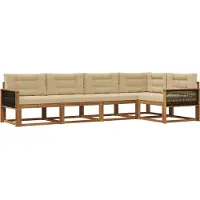 vidaXL Buiten bank set 5 st Natuurlijk en Beige
