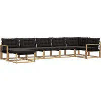 vidaXL Buiten bank set 7 st Wit en zwart Massief Acacia Hout
