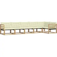 vidaXL Buiten bank set 6 st Wit en crèmekleurig