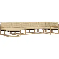 vidaXL Buiten bank set 7 st Wit en Beige Massief Acacia Hout