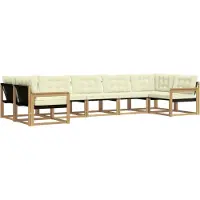 vidaXL Buiten bank set 7 st Wit en crèmekleurig