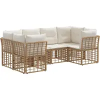 vidaXL Buiten bank set 6 st Naturel Polyester