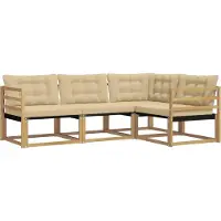 vidaXL Buiten bank set 4 st Wit en Beige