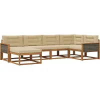vidaXL Buiten bank set 6 st Natuurlijk en Beige
