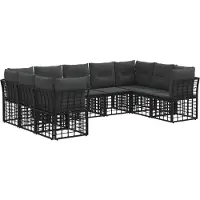 vidaXL Buiten bank set Zwart en Donker Grijs Polyester