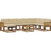vidaXL Buiten bank set 9 st Natuurlijk en Beige