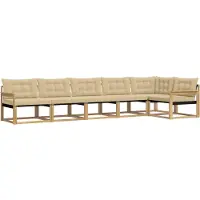 vidaXL Buiten bank set 6 st Wit en Beige
