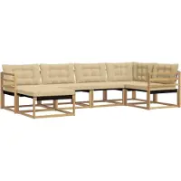 vidaXL Buiten bank set 6 st Wit en Beige Massief Acacia Hout