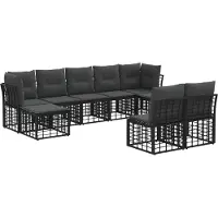 vidaXL Buiten bank set Zwart en Donker Grijs Polyester